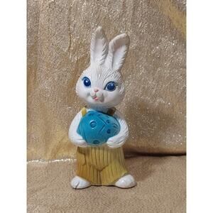 Vintage Easter Bunny Rabbit White And Brown Blue Egg Overalls Boy Spring READ